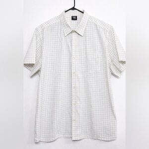 Casual White and Blue Grid Men's Shirt